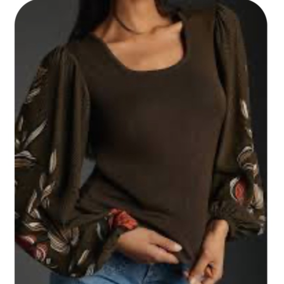 Anthropologie Tops - NWOT Anthropologie Bl-nk printed Sleeve Top SIZE SMALL
